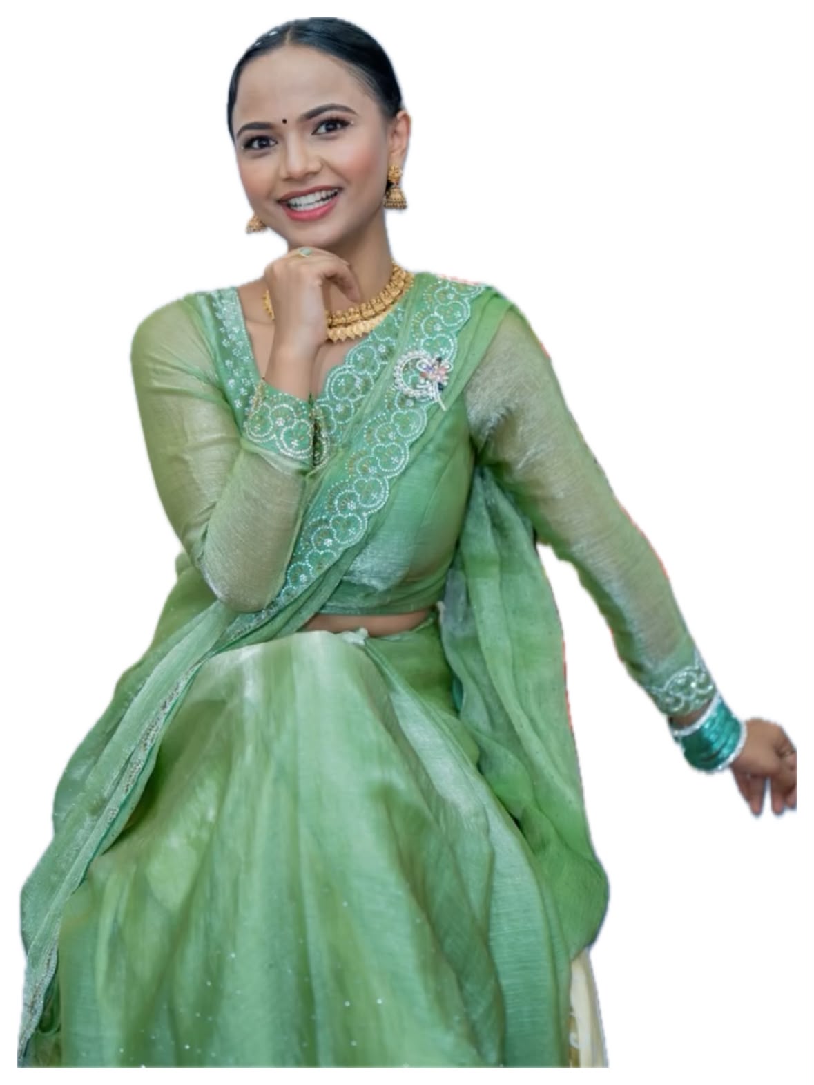 Reetu Poudel in traditional Nepali attire